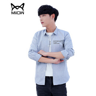 猫人（MiiOW）衬衫 男士休闲时尚潮流百搭青年长袖衬衫C212-8605灰色XL