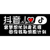 车动力 抖音车贴汽车贴纸反光贴文字 抖音同款汽车用品车贴纸 单行字:曾梦想仗剑走天涯 抖音车贴