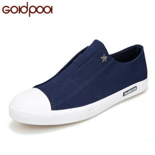 高尔普（GOLDPOOL）时尚简约套脚休闲帆布鞋男 18108GEP61302 蓝色 39