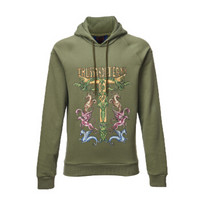Trussardi 杜鲁萨迪 男士绿色棉质印花连帽卫衣 52F00059 1T001705