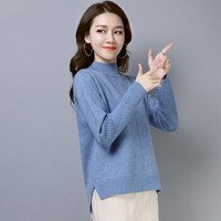 尚格帛 2018冬季新品女装毛衣女韩版套头打底针织衫套头高领毛衣 LLFYMD8602GB 蓝色 M