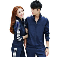 FANDIMU 范迪慕 运动套装男春秋运动服套装男长袖休闲套装男开衫跑步健身服 FDM1803 深蓝色 XL