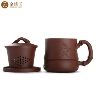 金镶玉 紫砂杯茶杯水杯茶具办公杯泡茶杯 宜兴原矿紫泥带内胆过滤 若谷紫砂杯±500ml