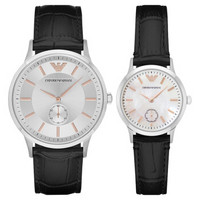 阿玛尼(Emporio Armani)手表皮质表带经典休闲时尚石英情侣腕表AR9113