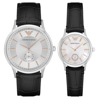 阿玛尼(Emporio Armani)手表皮质表带经典休闲时尚石英情侣腕表AR9113