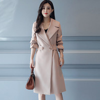 米兰茵（MILANYIN）女装 2019年春季时尚潮流舒适简约个性修身中长款纯色长袖风衣 ML19184 驼色 XL