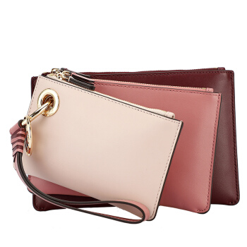 MICHAEL KORS 迈克·科尔斯 POUCHES&CLUTCHES系列 MK女包 皮质女士手拎包手拿包 32H8GF9U3T OXBLOOD MLTI粉色