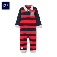 Gap旗舰店 男婴 舒适棉质条纹一件式连体衣397323 摩登红色 3-6M