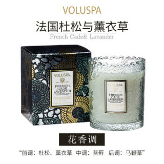 VOLUSPA香薰蜡烛 Japonica 山茶花系列蕾丝杯天然椰子蜡 法国杜松薰衣草176克