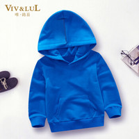 唯路易 VIV&LUL 儿童卫衣2018秋季新款女童连帽卫衣新款男童纯色卫衣宝宝连帽春秋卫衣 VL19101 宝蓝 130