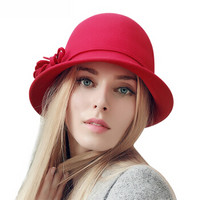 诗丹凯萨礼帽女冬季时尚羊毛呢帽 FW006071 大红色 55cm-57cm