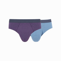 YANXUAN 网易严选 男士内裤棉质三角裤青年性感潮男生短裤头中腰 透气U凸囊袋 2条装男式基础三角内裤 XXL*暗紫+灰蓝 3584018