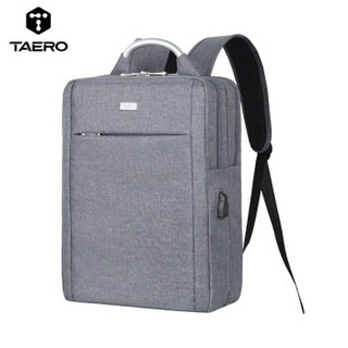 泰若（Taero）双肩背包 铝合金提手通用防泼水面料商务休闲充电双肩包15英寸游戏笔记本电脑包书包 8803 灰色