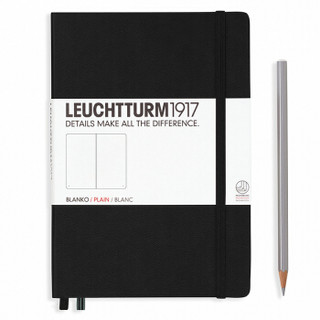 德国灯塔LEUCHTTURM1917 进口商务笔记本子手账记事本 文具办公会议用品 硬皮无酸纸 空白内页 A5 黑色