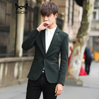 猫人(MiiOW)男士西服休闲时尚纯色单西便服外套224-606绿色M