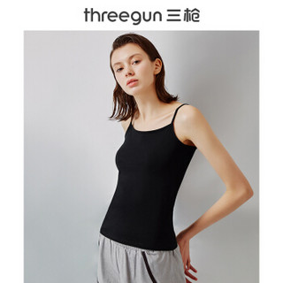 THREEGUN 三枪 吊带女2019春夏新品丝柔弹力棉打底内衣吊带背心棉质女士吊带衫 正黑 M 1930Z714A2 (黑色、M)