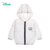 迪士尼(Disney)春夏字母印花轻薄透气拉链连帽防晒服男童外出服191S1094 白色 5岁/身高120cm