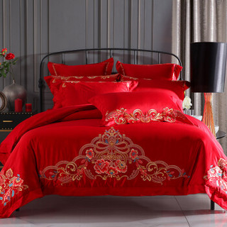 多喜爱（Dohia）床品套件 婚庆提花六件套 锦绣良缘 结婚床品 床单款 1.8米床 229*230cm