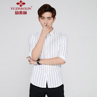 俞兆林（YUZHAOLIN）短袖衬衫 男士时尚商务条纹七分袖衬衫A180-2903白色L