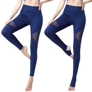 范迪慕 瑜伽裤健身运动裤女紧身锦纶九分瑜伽裤舒适透气性感运动裤 FDM1801-宝蓝色-单件九分裤-M