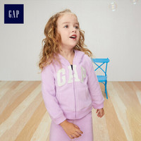 Gap旗舰店 女婴幼童加绒卫衣连帽衫307658 宝宝小童儿童外套 紫色 18-24M