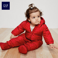 Gap旗舰店 婴儿 保暖连帽加长连体羽绒服 连体衣 摩登红色 18-24M