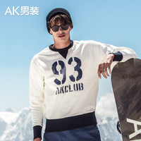 AK男装（AKSERIES） 2018秋冬新款运动印花卫衣1805706 藏蓝色 XL