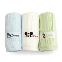 迪士尼（Disney）毛巾家纺 MickeyMouse米奇系列6重纱布方巾3条装 A类纯棉 蓝/绿/白