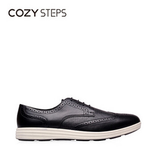 COZY STEPS 英伦风布洛克牛皮系带平底男士商务休闲鞋7C341 黑色 41