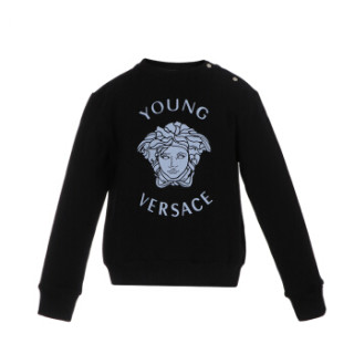 young versace 范思哲 奢侈品童装 男童黑色棉氨纶美杜莎人头像长袖