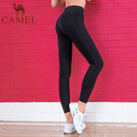 骆驼（CAMEL）瑜伽裤女款紧身裤弹力运动裤高腰健身裤长裤显瘦训练跑步裤 Y9S106619 黑色 S