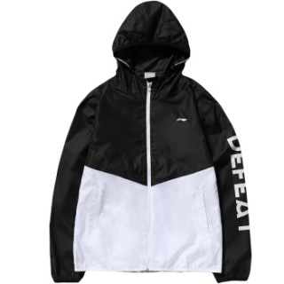 lining李宁训练系列女外套afdn1981标准黑标准白m