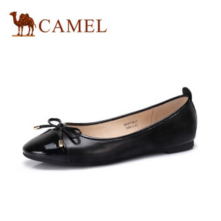 CAMEL 骆驼 休闲系列 女士 知性优雅蝴蝶结套脚平底单鞋 A91875617 黑色 40
