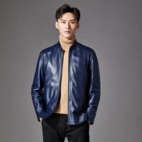 步森 BUSEN 男皮衣绵羊皮革 立领17432817 蓝色 170