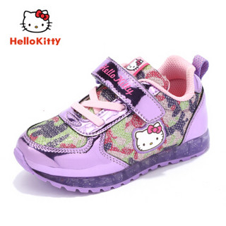 HelloKitty 童鞋女童运动鞋 时尚灯鞋休闲跑步鞋 K8533831紫色34