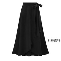BANDALY 2019春季新款女装新品半身裙女欧美大码不规则开叉绑带女裙 cchOMW7200 黑色(针织面料) XXXL