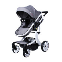 ZazaBaby英国婴儿推车可坐可躺轻便折叠高景观双向婴儿推车0-3岁双向避震婴儿车透气通用送雨罩等灰色