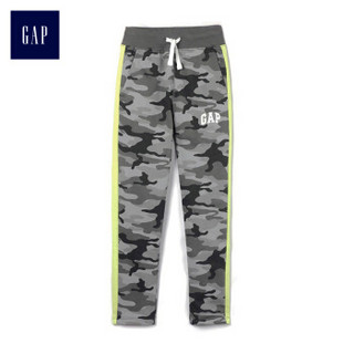 Gap旗舰店 男童 Logo徽标舒适棉质系带休闲长裤418805 灰色迷彩 XL