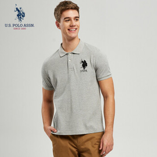 U.S. POLO ASSN. Polo衫男2019年新品男士短袖T恤纯棉多色男短袖衫美式休闲男上装6017965AL 深灰色 XL/180