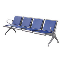 中伟（ZHONGWEI）机场椅公共连排椅医院候诊椅银行等待椅加厚四人位加皮垫-蓝色