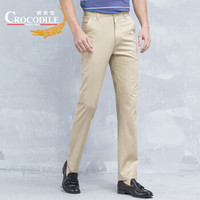 鳄鱼恤（CROCODILE）男士纯色简约商务休闲裤 98551002 浅卡其 30（二尺三）