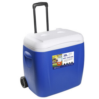 欧宝森拉杆保温箱冷藏箱 车载家用便携式户外食品保鲜箱带轮子 38升 蓝色 送冰板冰袋