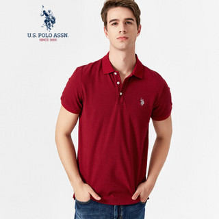 U.S. POLO ASSN. polo衫男士2019春夏新品多色纯棉潮流时尚短袖t恤1192101001 深红色 M