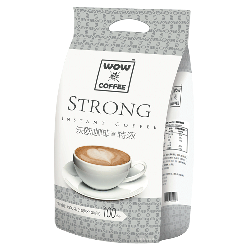 wow coffee 沃欧咖啡 特浓即溶系列 三合一速溶咖啡 (1500g、袋装、100条)