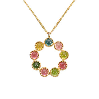 charleneyoungrainbow碧玺14k金彩虹吊坠项链