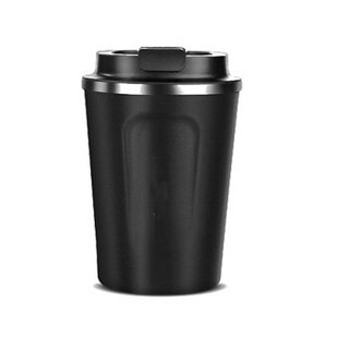 焙印 咖啡杯 304不锈钢便携随身随行车载随手杯保温马克杯水杯子380ml黑色