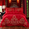 思侬家纺婚庆四件套提花刺绣大红色床单被套 1.8米1.5m床结婚婚礼床上用品 华贵倾城