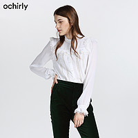 ochirly 欧时力 1GY3010190 荷叶边束口袖衬衫