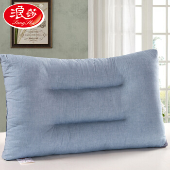 Langsha 浪莎 颈椎枕 (蓝灰、单人、48*74cm、单支装、纤维枕)