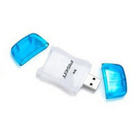 PISEN 品胜 USB2.0单盘符彩弧SD/TF二合一读卡器透明蓝